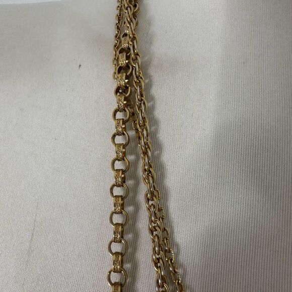 Vintage Layered Tri-Chain Florenzia Medallion Coin Neckalce - Picture 5 of 10